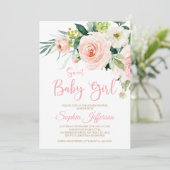 Blush Baby shower Flowers Uitnodiging (Staand voorkant)
