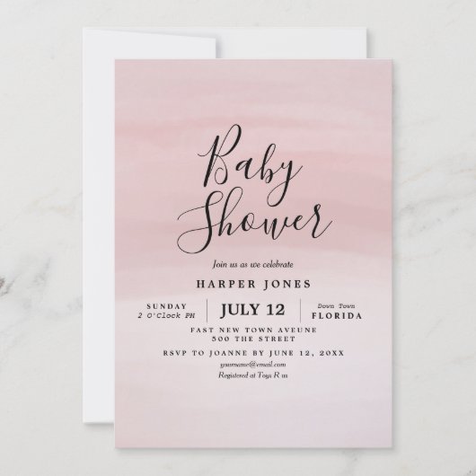 Blush Baby shower Nodig uitvinding uit Kaart (Voorkant)