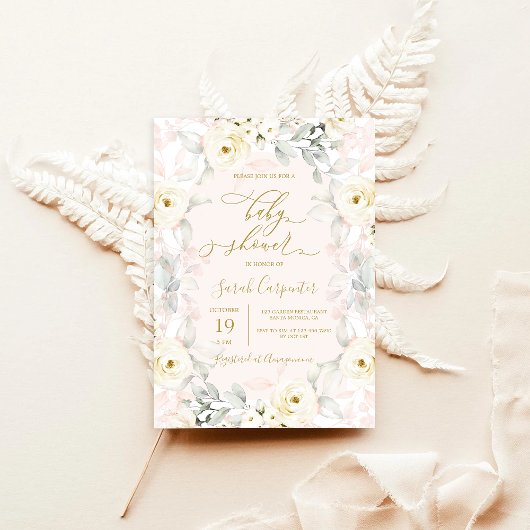 Blush Baby shower uitnodiging meisje