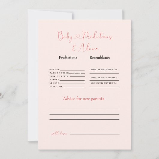 Blush Baby voorspellingen en advies Kaart (Voorkant)