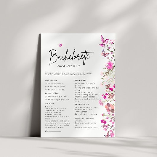 Blush Bachelorette Scavenger Hunt Bruidsspel
