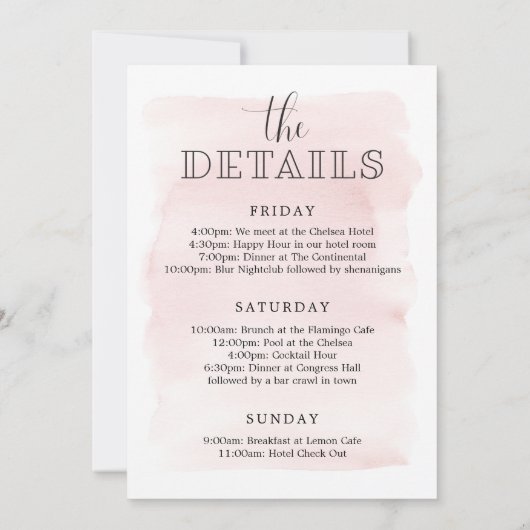 Blush Bachelorette Weekend Uitnodiging (Achterkant)