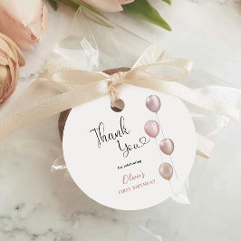 Blush Balloons Meisje Eerste Verjaardag Bedankt Bedankjes Labels