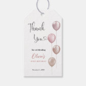Blush Balloons Meisje Eerste Verjaardag Bedankt Cadeaulabel (Voorkant)