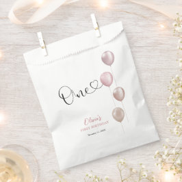 Blush balloons meisje eerste verjaardag bedankzakje