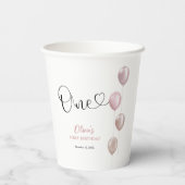 Blush balloons meisje eerste verjaardag papieren bekers (Achterkant)