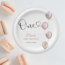 Blush balloons meisje eerste verjaardag