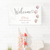 Blush Balloons Meisje eerste verjaardag Welkom Spandoek (Insitu)