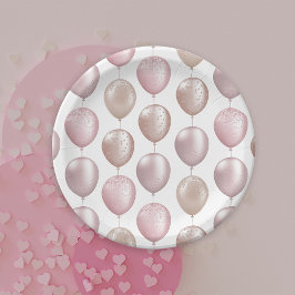 Blush Balloons Verjaardag Papieren Bordje