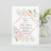 blush baptisme uitnodiging , eerste mededeling (Staand voorkant)