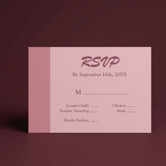 Blush Bar Minimalistisch Modern RSVP Kaartje