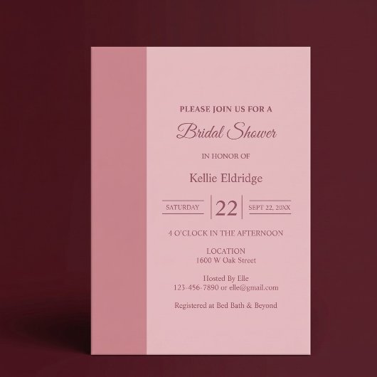 Blush Bar Minimalistische Moderne Bruidsdouche Kaart