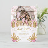 Blush Barn Horse Birthday Invitation for Girls Kaart (Staand voorkant)