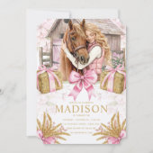 Blush Barn Horse Birthday Invitation with Girl Kaart (Voorkant)