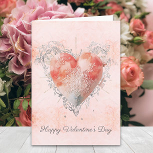 Blush Barok Kant Heilige Hart Valentijnsdag Kaart