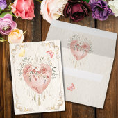 Blush Baroque Floral Sacred Heart Happy Valentines Kaart