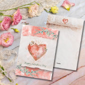 Blush Baroque Heart with Floral Accents Valentines Feestdagenkaart
