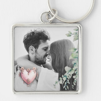 Blush Baroque Heart with Floral Romance Frame Sleutelhanger