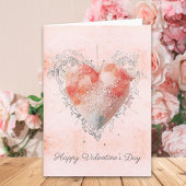 Blush Baroque Lace Sacred Heart Valentines Day Kaart