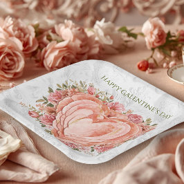 Blush Baroque Rococo Floral Heart Galentine   Papieren Bordje