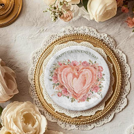 Blush Baroque Rococo Floral Heart Galentine   Papieren Bordje