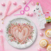 Blush Baroque Rococo Floral Heart Galentine Papieren Bordje (Feest)