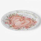 Blush Baroque Rococo Floral Heart Galentine Papieren Bordje (Gekanteld)