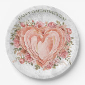 Blush Baroque Rococo Floral Heart Galentine Papieren Bordje (Voorkant)