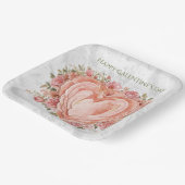 Blush Baroque Rococo Floral Heart Galentine   Papieren Bordje (Gebogen)