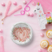 Blush Baroque Rococo Floral Heart Galentine   Papieren Kommen (Feest)