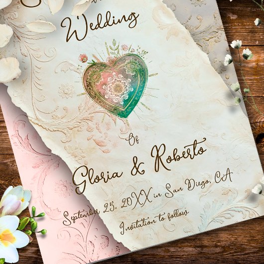 Blush Baroque Scroll and Sacred Heart  Kaart