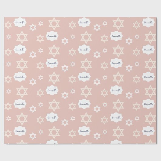 Blush Bat Mitswa Moderne Kunst Ster van David Cadeaupapier (Vlak)