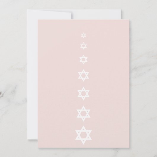 Blush Bat Mitswa Moderne Kunst Ster van David Kaart (Achterkant)
