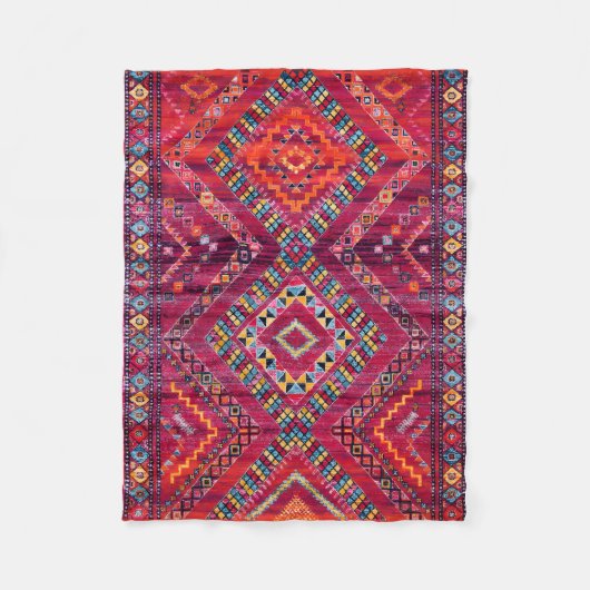 Blush Bazaar: Roze Marokkaanse erfgoed elegantie Fleece Deken (Voorkant)