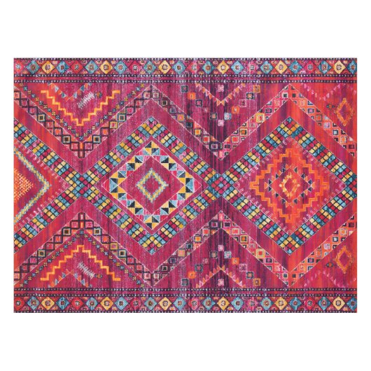 Blush Bazaar: Roze Marokkaanse erfgoed elegantie Tafelkleed (Voorkant (Horizontaal))