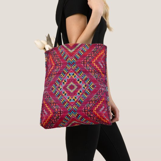 Blush Bazaar: Roze Marokkaanse erfgoed elegantie Tote Bag (Dichtbij)