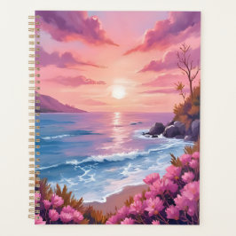 Blush Beach Bay | Oceaan Zonsondergang Roze Aquare Planner