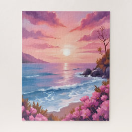 Blush Beach Bay | Oceanzonsondergang Roze Waterver Legpuzzel