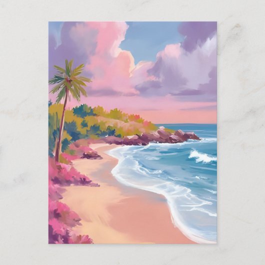 Blush Beach | Pink Ocean Painting Briefkaart (Voorkant)