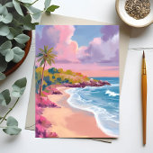 Blush Beach | Pink Ocean Painting Briefkaart