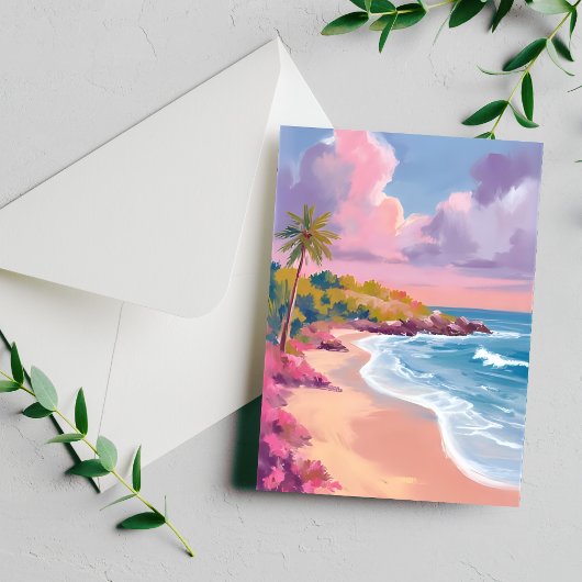 Blush Beach | Pink Ocean Painting Briefkaart