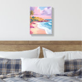 Blush Beach | Pink Ocean Painting Canvas Afdruk (Insitu (Slaapkamer))