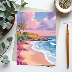 Blush Beach   Roze Oceaan Schilderij Briefkaart