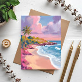 Blush Beach | Roze Oceaan Schilderij Kaart