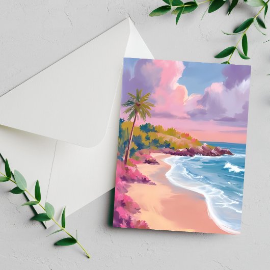 Blush Beach | Roze Oceaan Schilderij Kaart