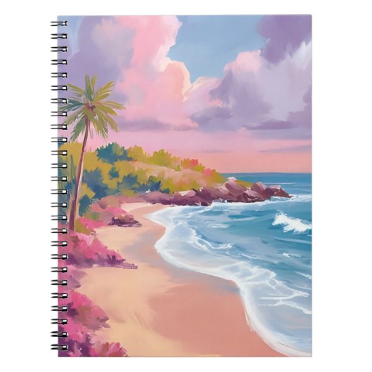 Blush Beach | Roze Oceaan Schilderij Notitieboek (Voorkant)