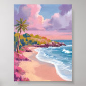 Blush Beach | Roze Oceaan Schilderij Poster (Voorkant)