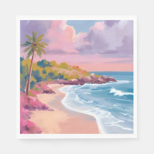 Blush Beach Roze Oceaan Schilderij Servet