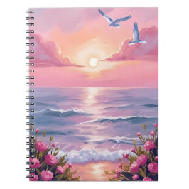 Blush Beach | Roze Oceaan Zonsondergang Kust Water Notitieboek
