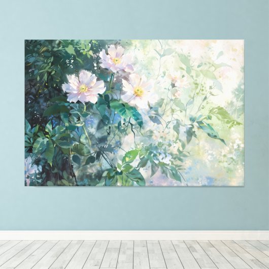 *~* Blush Beach Rozen TV2 Stretched Canvas Print (Insitu (Houten vloer))